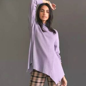 ANTHROPOLOGIE T.La Lavender Long Sleeve Thermal Waffle Mock Neck Tunic T…
